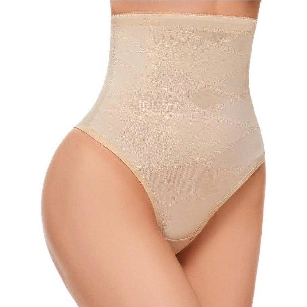 SIMIYA Thong Shapewear Tummy Control High Waist‎ Body Shaper Girdle Nude Small